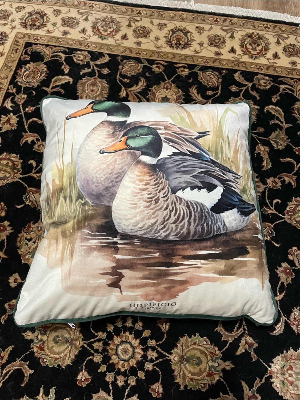 NEW Hopificio Mallard Duck Decorative Throw Pillow